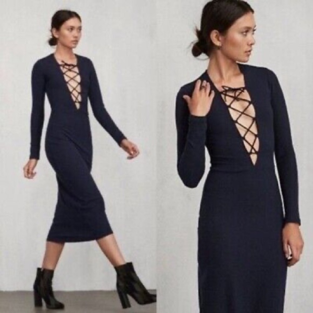 Reformation Blue Midi Dress with Elegant Design